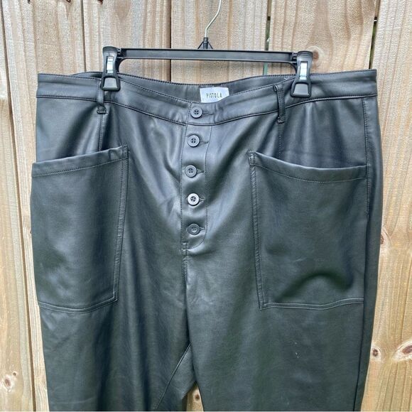 Pistola Faux Leather Black Pants size 18W Plus Size - Picture 2 of 5